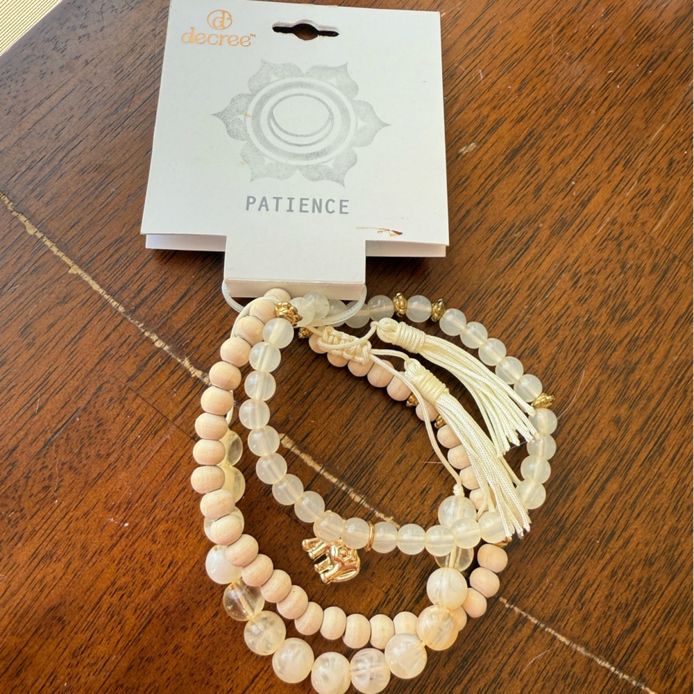 Decree Gold and Cream Beaded Bracelet Set